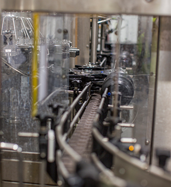 close up small image bottling line